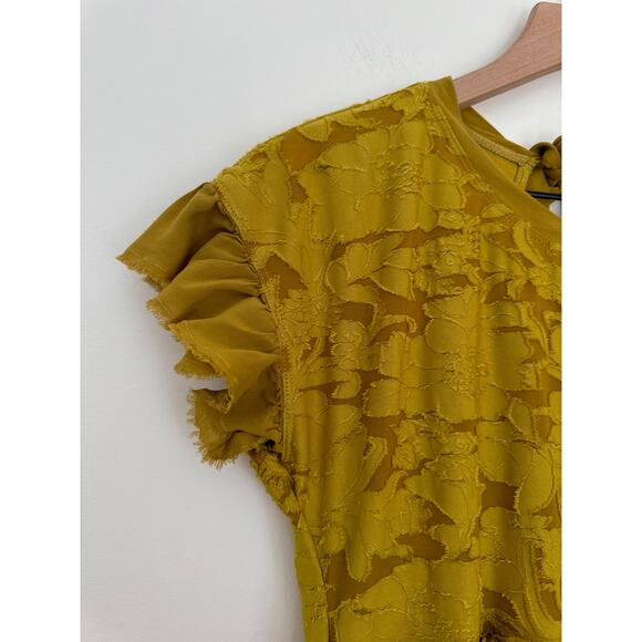 Anthropologie Ruffle Knit Mini Dress in Golden Yellow. Small - Picture 5 of 10